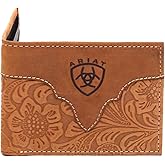 ARIAT Men's Genuine Leather Floral Embossed Bifold Wallet