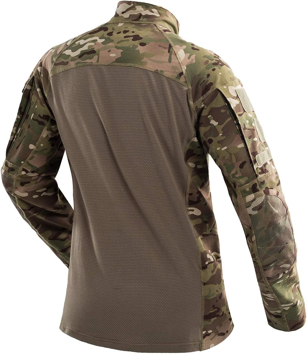 CARWORNIC Gear Men's Tactical Military Combat Shirt Cotton Army Assault Camo Long Sleeve T Shirt: Clothing
