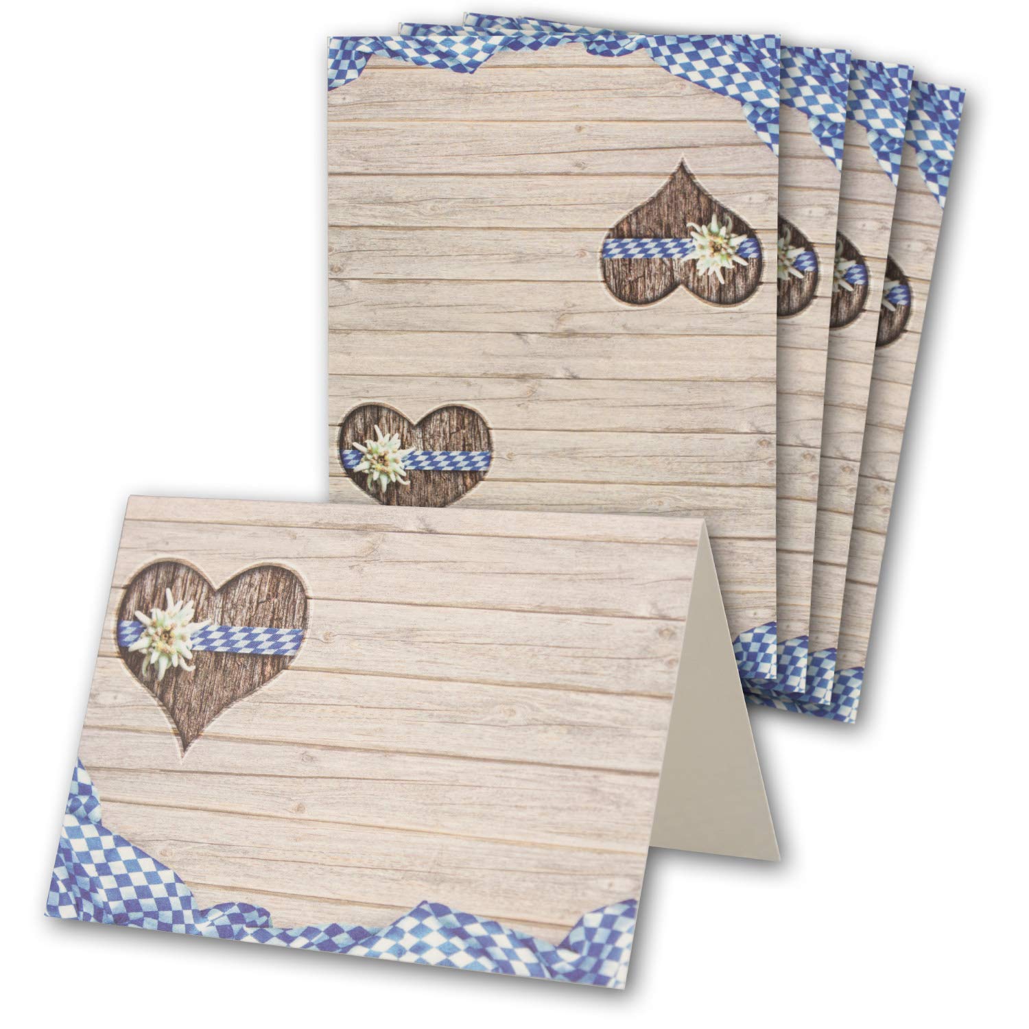 Glüxx Agent 25 place cards wedding - Wedding Bavaria - Place cards DIN A7 7.4 x 10.5 cm blank printable for writing - name cards, table reservation for confirmation baptism