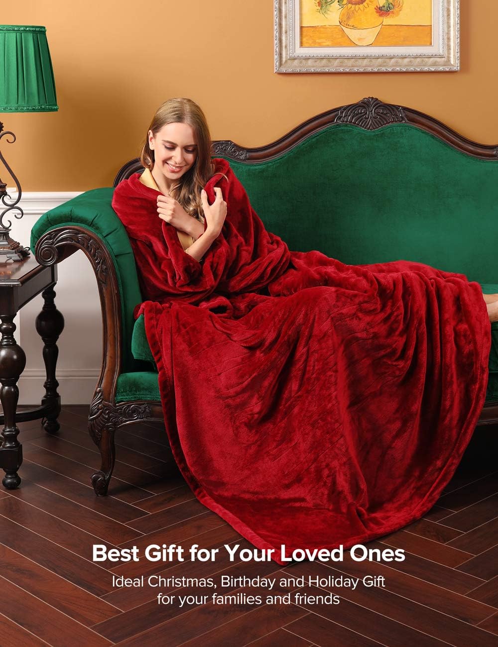 Sable Heated Blankets, 72'' x 84'' Full Size Electric Blanket Throws, Soft Flannel, Full Body Fast Heating, 10 Heat Levels, Auto-Off, ETL Certified, Overheating Protection, Machine Washable (Red): Kitchen & Dining