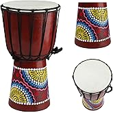 GOGHOST Wood Djembe Drum African Drums for Adults 6.5'' x 12'', Painted | Handmade West African Mahogany Djembe with Goatskin Drumhead Hand Drum Musical Instruments for Beginners, (Colorful)
