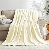 KMUSET Cream Fleece Blanket for Couch - Lightweight Super Soft Cozy Luxury Bed Blanket Microfiber 50 x 60 inches