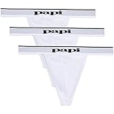 Papi Men's 3-Pack Premium Fashion Cotton Active Stretch Thong