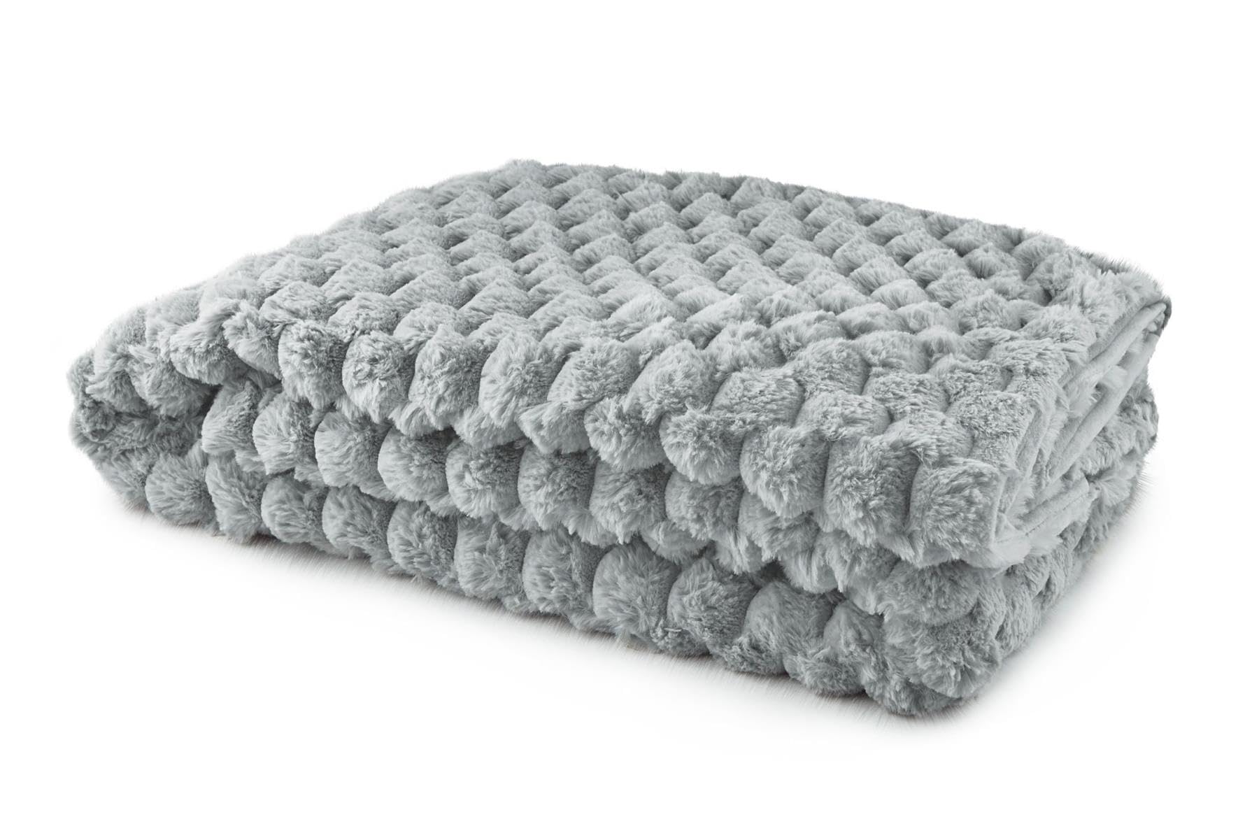 Emma Barclay Lush Luxurious Fluffy Faux Rabbit Fur Throw Blanket (Silver Grey, 50x60 (127x152cm))