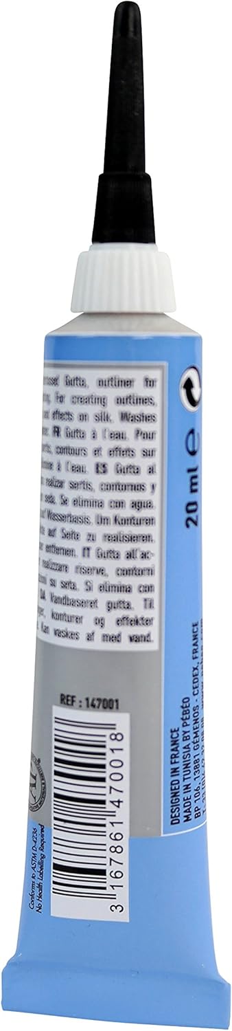 Pebeo 147-001 20 ml Setasilk Silk Painting Colourless Water Based Gutta Tube, Transparent, 20 ml (Pack of 1) - Image 3