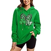 For G and PL Womens St Patricks Day Holiday Loose Fit Hoodie Irish Clover Oversized Crewneck Sweatshirt