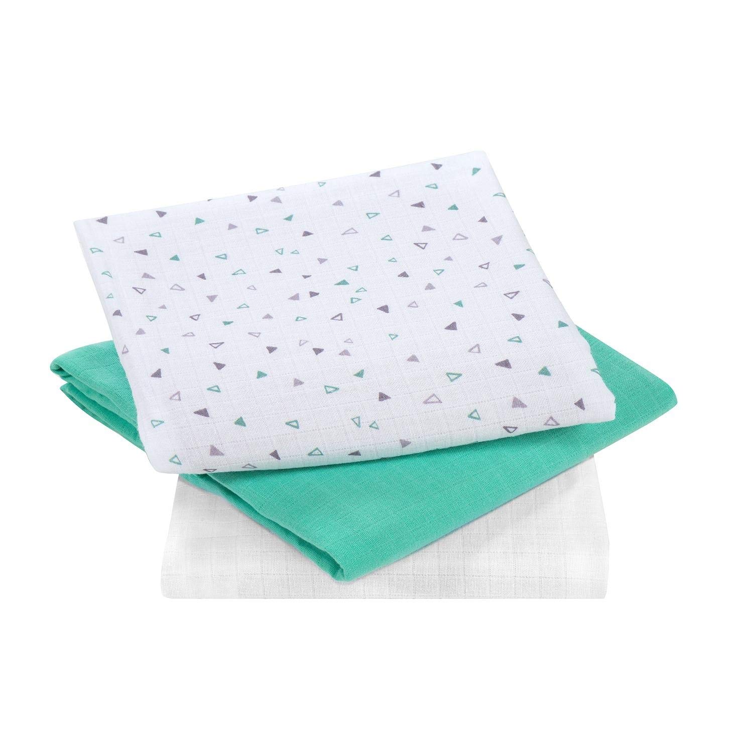 Clevamama Bamboo Muslin Cloth Set - Grey/Mint (3pk),