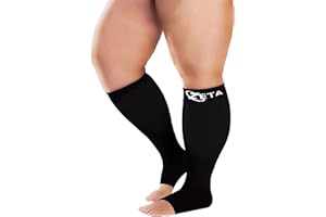 Zeta Wear Plus Size Open Toe Leg Sleeve Support Socks - Wide Compression Women, Amazing Fit, 1 Pair