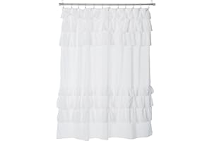 Madison Park Grace White Shower Curtain,Solid Cottage Top Shower Curtains for Bathroom, 72 X 72, White