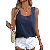 SweatyRocks Women's Sleeveless Casual Tank Top Square Neck Blouse Summer