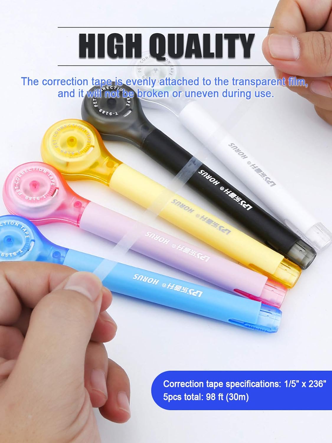 5pcs Correction Tape Pen, White, 1/5" x 236", Push-pull Protectiv : Office Products