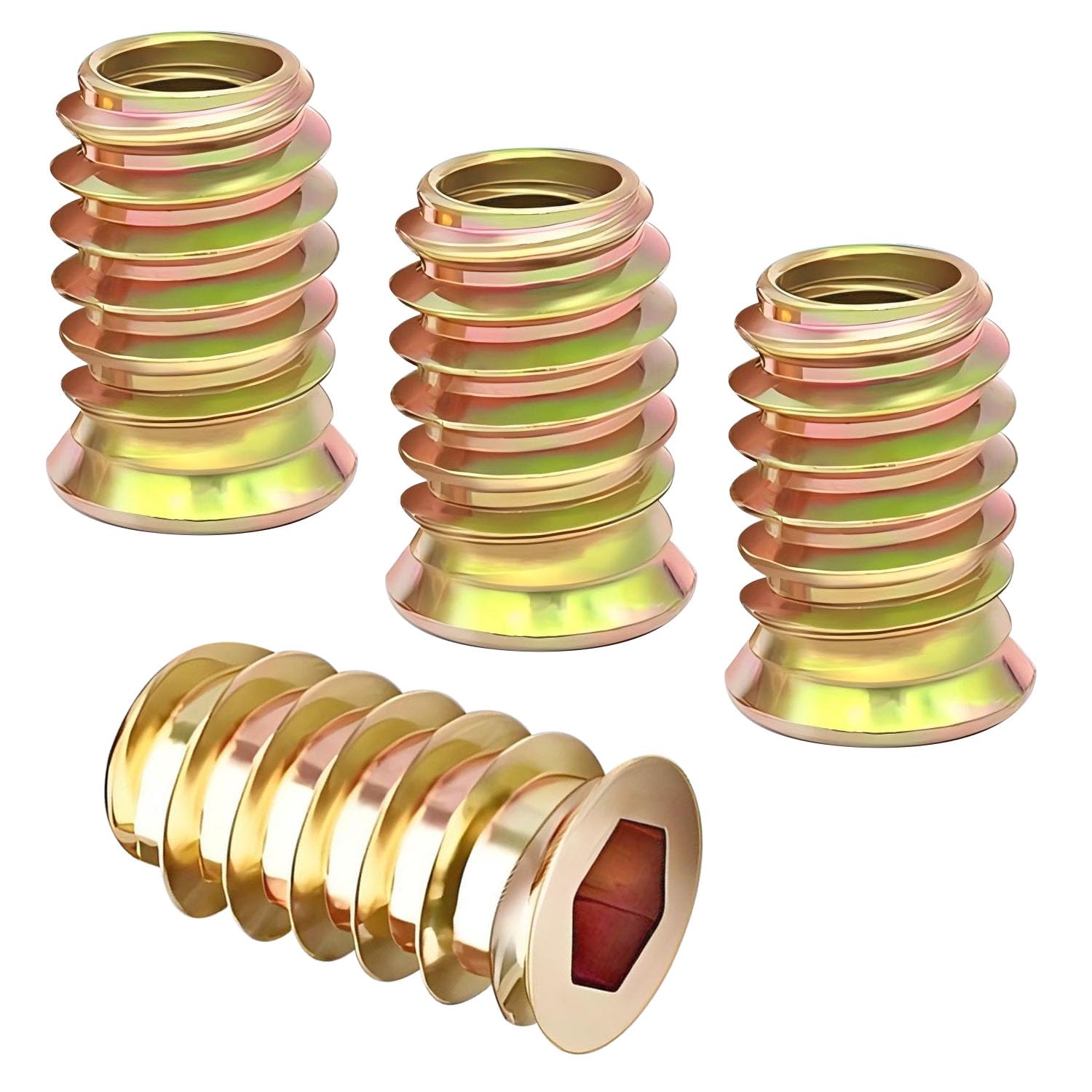 Qrity 20PCS Threaded Inserts Nuts, Hex Drive Head Nuts, Threaded Inserts for Wood, Hex Socket Drive, Zinc Plated Carbon Steel, M6x6mm Insert Nut