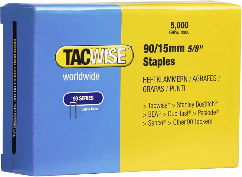 Tacwise 0306 Type 90 15mm Galvanised Narrow Crown Staples Pack 5000