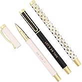 Sweet Water Decor Inspirational Metal Pen Set - Motivational Pen Set for Home and Office - Refillable Pens with Black Ink - Pens for Women Journaling - Graduation, New Job, Teacher Gifts for Her