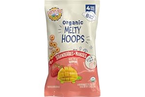 Earth's Best Organic Melty Hoops, Bite-Sized Snacks for Babies 8 Months and Up, Strawberry and Mango, 0.32 Ounce Individual Bags (Pack of 4)