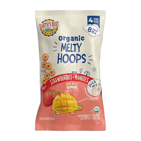 EARTH’S BEST ORGANIC MELTY HOOPS, BITE-SIZED SNACKS FOR...