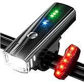 IPSXP 3000 Lumens Bike Light Set USB Rechargeable Bicycle Front Headlight and Back Taillight 4 Light Modes Easy to Install fo