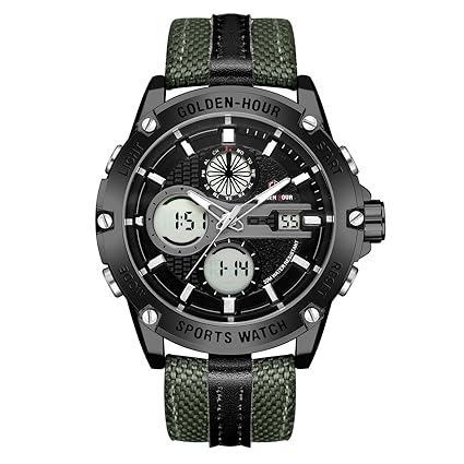 Herrenuhren Sportarten Digital Analog Wasserdicht Multifunktions Militär Braun Leder Alarm Stop Armbanduhr