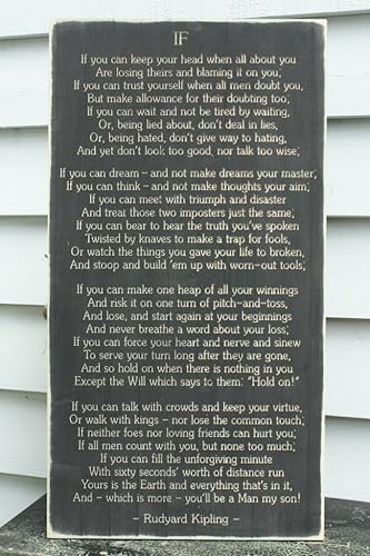 16x30 Rudyard Kipling if Poem Distressed木製Sign with Carved Lettering