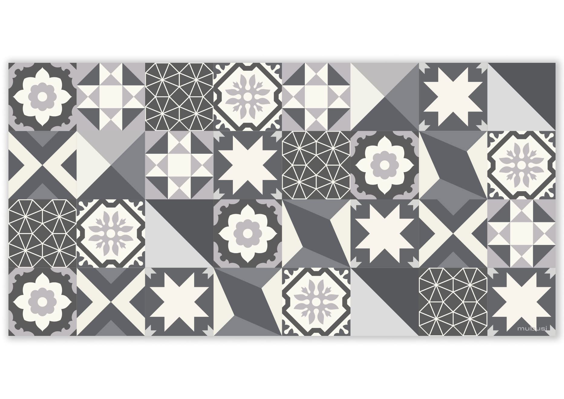 mubusi Sur Blue Vinyl Rug 40x80 cm - Vinyl Kitchen Rug - Non-Slip and Fire Retardant Living Room Rug - Large Rugs - PVC Rugs