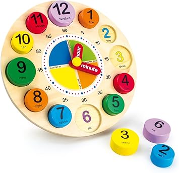 Small Foot By Legler Lernuhr Englisch Holz Uhrzeit Lesen Lernen Uhr Spieluhr Amazon De Spielzeug