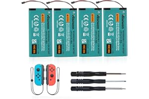 Hisewen Joycon Battery 4 Pack, HAC-006 Replacement Li-ion Battery for Nintendo Switch HAC-015 HAC-016 Left & Right Joy-Con Co