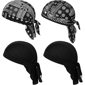 cnomg 4 Pcs Sweat Absorbent Head Wraps Bandana Hats Liner For Men and Women