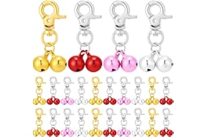 Guiqulai 24 Pack Cat Dog Collar Bells, Pet Small Bells with Clasps Bell for Cat Collar Dog Collar Charms - Pet Pendant Accessories Colourful Christmas Gift