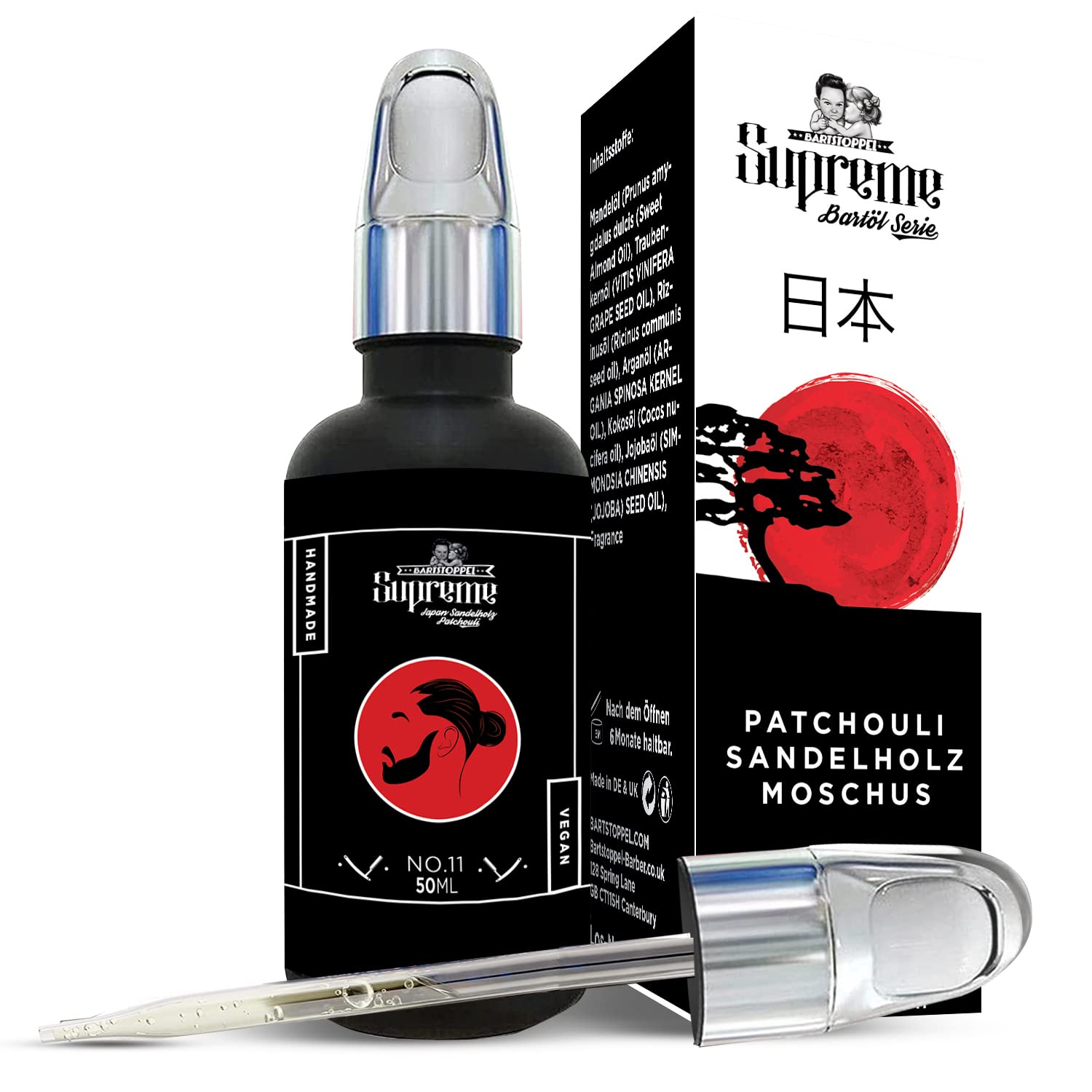 Beard Oil Patchouli | Barber Company Bartstoppel© Germany | Hair Growth | Contains Hydrating Jojoba + Argan Oil | 50 ml