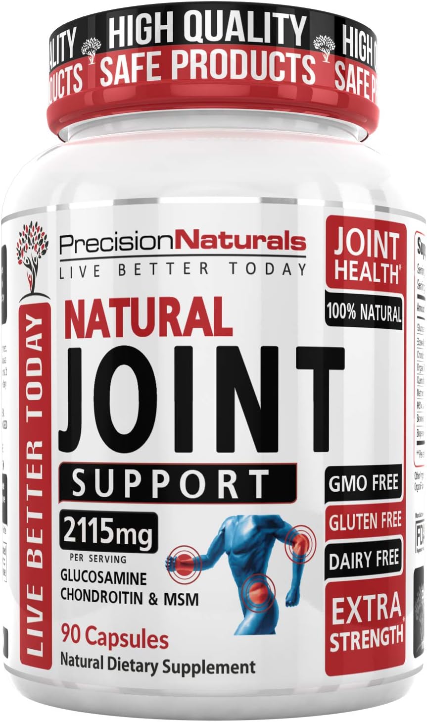 Joint Support Formula Glucosamine Sulfate + Chondroitin + MSM + Curcumin - Extra Strength - Natural Health Support for Pain Relief, Soreness - 90 Tablets Non GMO Gluten Free Advanced Natural Health