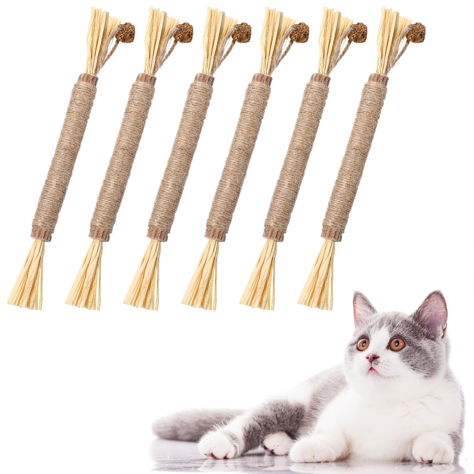 Photo 1 of Kifmurase 6Pcs Chew Stick for Cats Toys, Silvervine Sticks for Cats with Natural Catnip to Teeth Cleaning, Catmint Silver Vine Treat Sticks for Indoor Cat Kitty with Gall Fruits