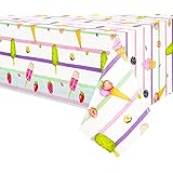 Ice Cream Tablecloth for Birthday Party Decorations - Disposable Plastic Ice Cream Table Cover for Baby Girls Shower Kids Par