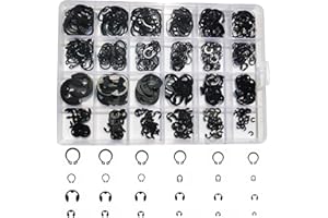 ZTFDPFZTL 410‑Piece 2.0 mm–12 mm External Retaining Ring & E/C‑Clip Set – Carbon Steel Circlip Assortment Kit with Compartmented Organizer