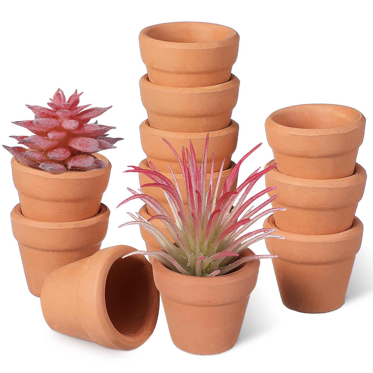 Yardwe 12 Pcs Mini Small Succulent Clay Ceramic Plant Pots Nursery Pot Terracotta Pot for Wedding Favor Plants Crafts (3x3cm)