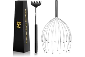 TIPKON Head Massager 28 Fingers Scalp Massager Head Scratcher, Back Massage Back Scratcher, Stocking Stuffers for Scalp and Body Massage (Black)