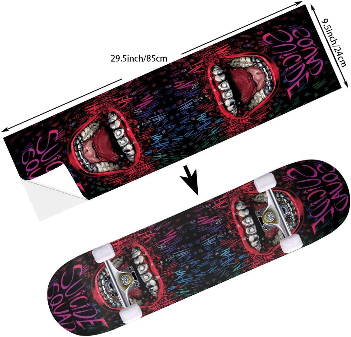 STREET FFX Skateboard Cruiser Deck and Balance Board Stickers Decals - 9.5 x 33.5 Inches