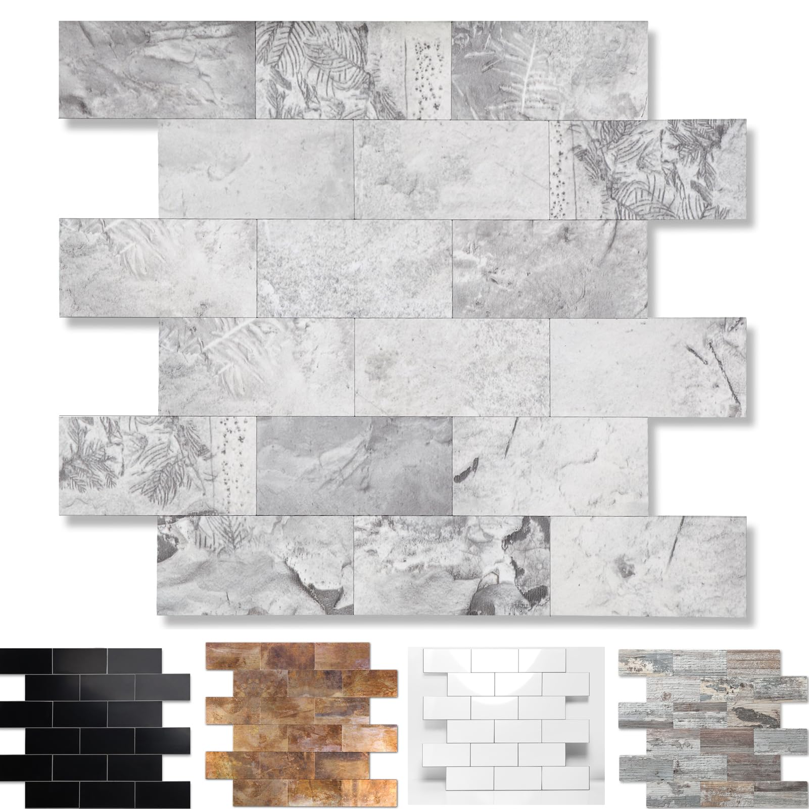 Photo 1 of 1-Pack Peel and Stick Tile Backsplash 12"X12" PVC Wall Tiles, Stick on Backsplash for Kitchen, Bathroom Tile, Fireplace Décor, Laundry Table, Stair Decals in Gray Stone