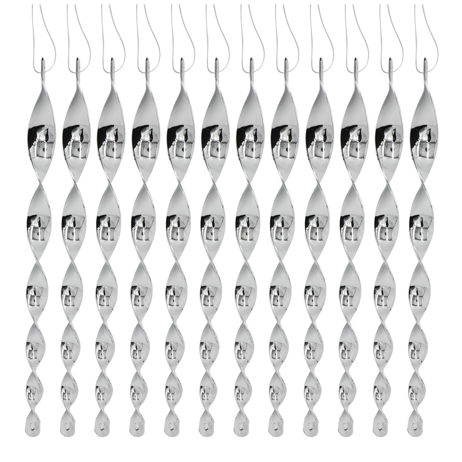 12Pcs Bird Repellent Devices, Reflective Scare Rods Control Device to Keep Birds Away from Patio Pool (Christmas Reflective Strip Hanging Home as Decoration)? (Silver)