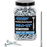 Pocket Hole Screws 1-1/2 Inch, FIXLINK Pocket Screws #8 X 1-1/2", 325 PCS, Zinc Coated Pocket Hole Screw for Outdoor, Square Drive, 150MM Drive Bit Included