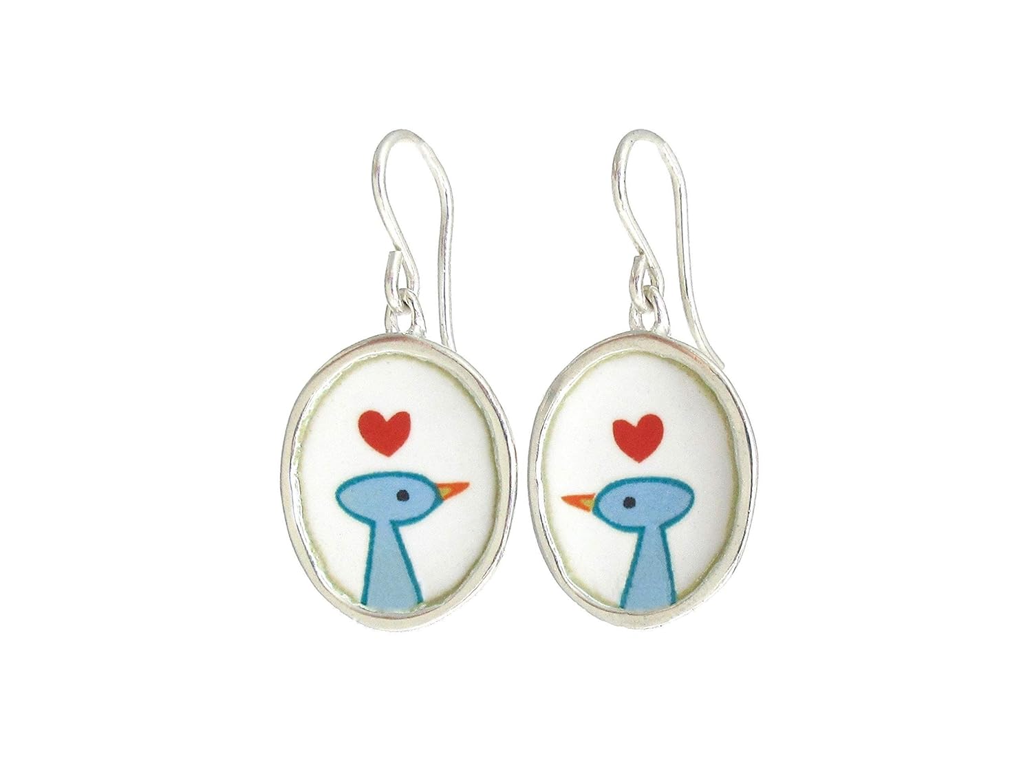 Love Bird Earrings Handmade 925 and Enamel for Women and
