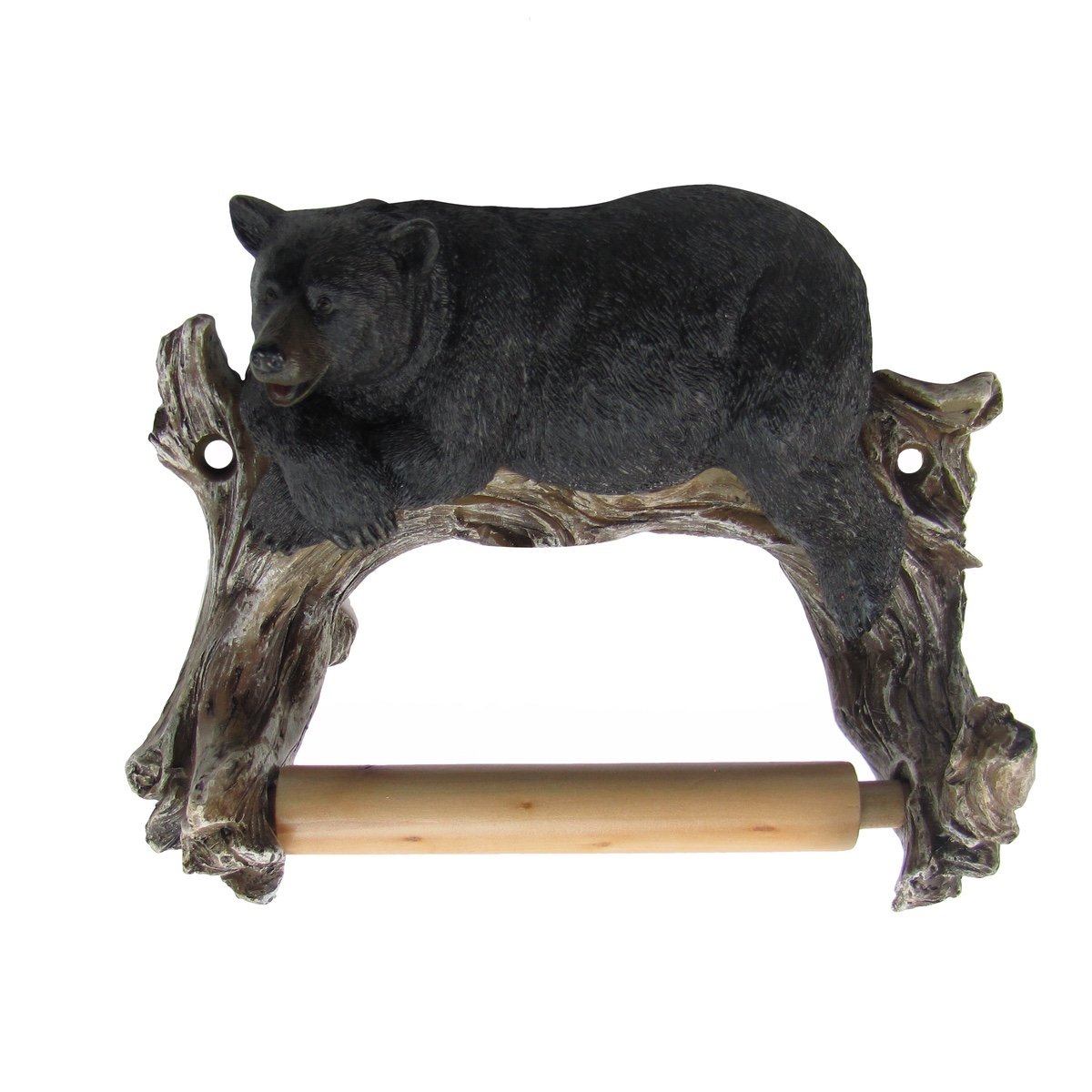 DILC,INC Treasure Gurus Wall Mount Lounging Black Bear TP Toilet Paper Tissue Roll Holder Bathroom Decor