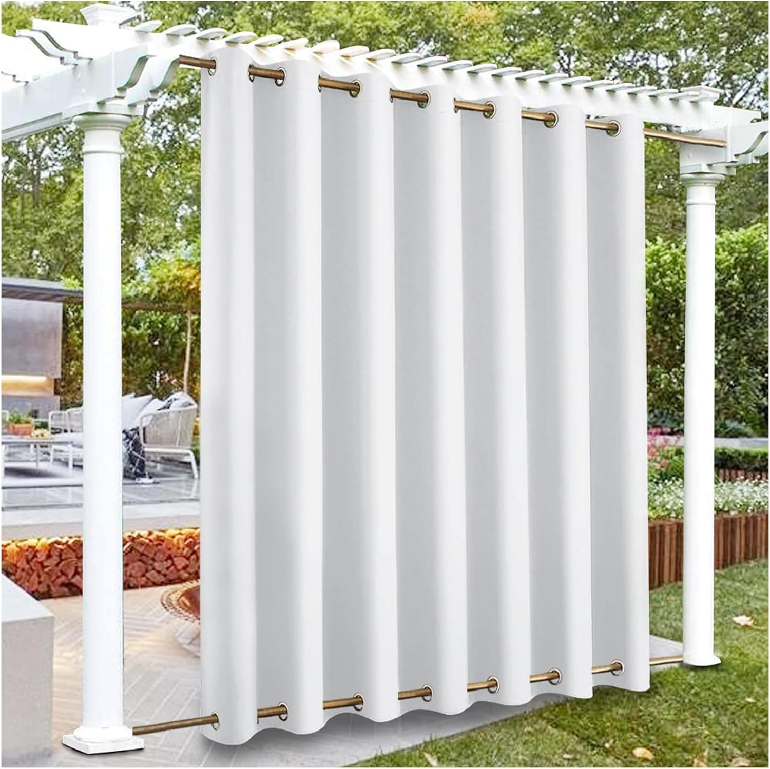 Outdoor Curtains - Outdoor Curtains Waterproof Thermal Insulated Blackout Pergola Curtains Gazebo Curtains Waterproof Windproof Curtains with Drapes Eyelet Top and Bottom