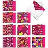 The Best Card Company - 10 Boxed Valentine Note Cards with Envelopes - Loving, Heartfelt Assorted Greeting Cards for Valentine's Day (4 x 5.12 Inch) - A Lot of Heart MQ5652VDG-B1x10