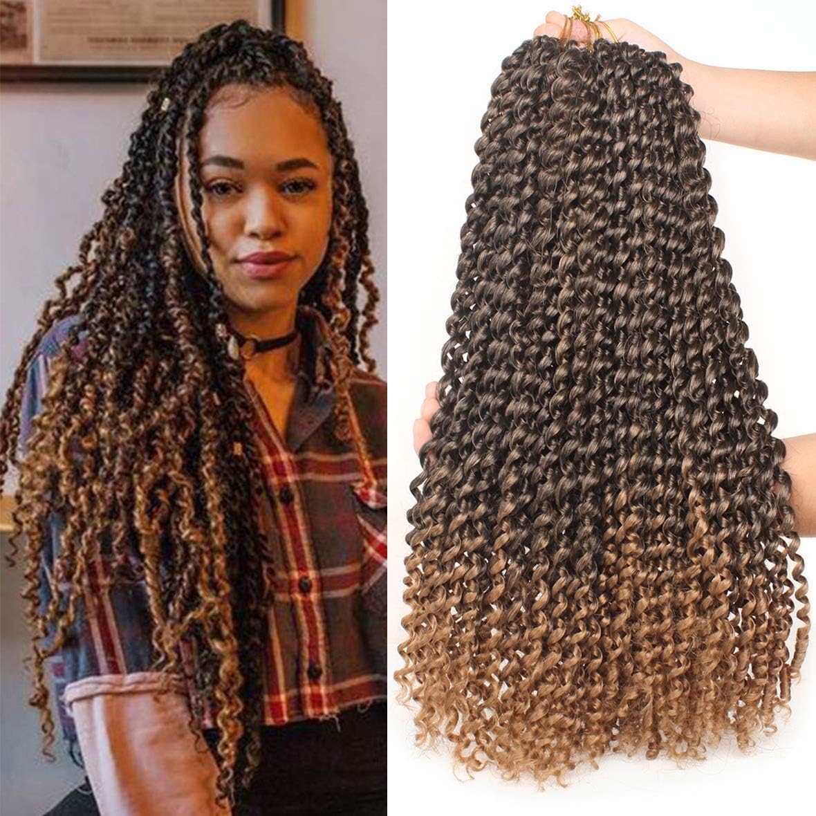 Leeven 18 Inch Passion Twist Braids for Butterfly Faux Locs - Water Wave Crochet Hair - 7 Packs Passion Twists Braiding Hair Extensions T27# โ image 1