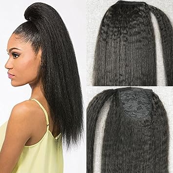 Moresoo Human Hair Ponytail Extension Black Off Black Kinky