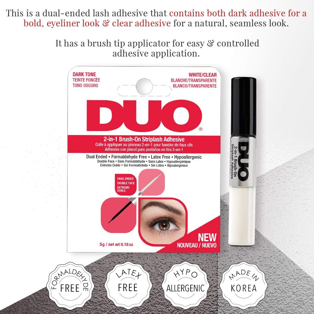 DUO 2-in-1 Brush-On Striplash Adhesive Lash Glue, Dark, 5 g (Pack of 1) - Image 4