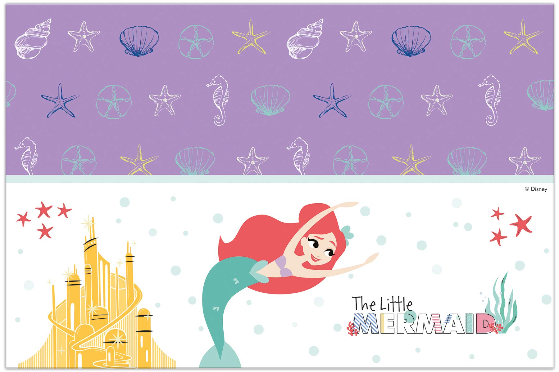 Disney Princess Ariel Under the Sea Plastic Tablecover Little Mermaid Party Supplies, Turquoise (78362)