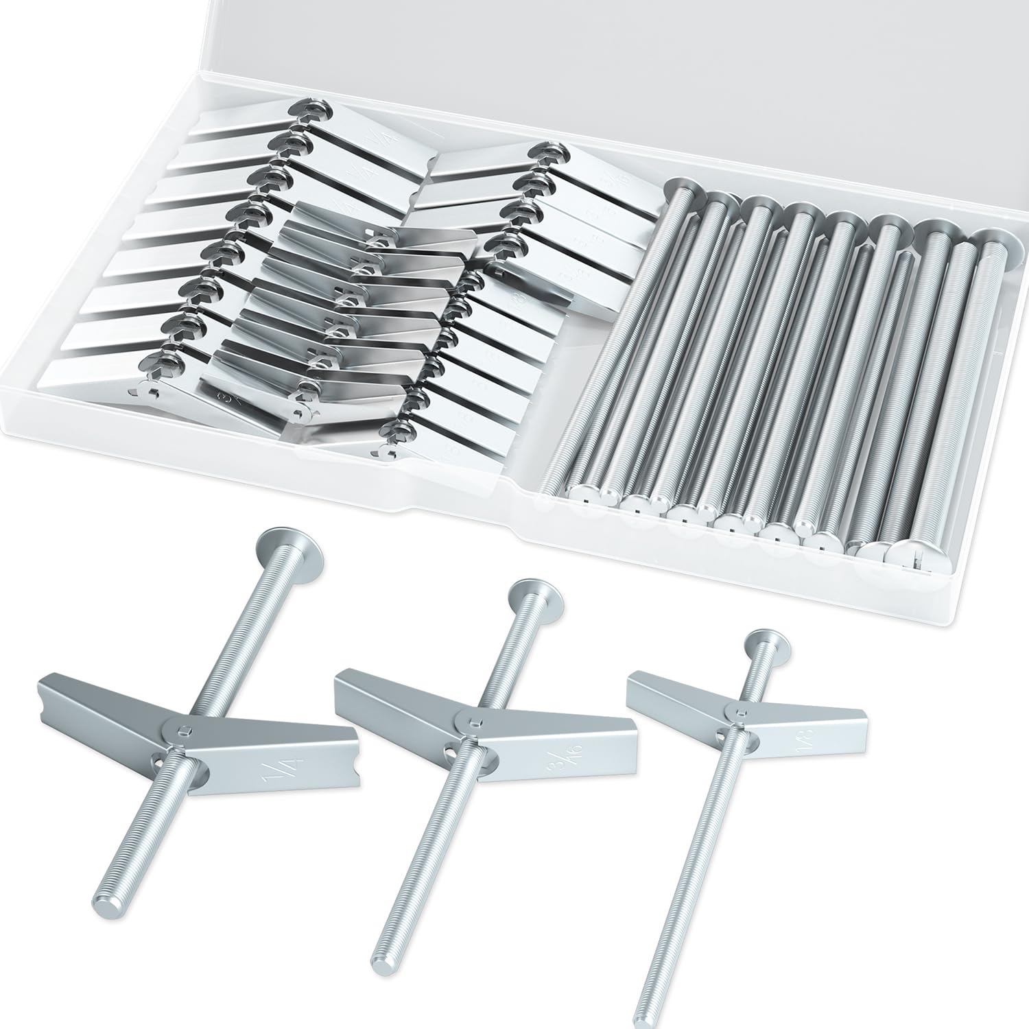 Photo 1 of 1/4 Inch Heavy Duty Drywall Anchors, 15 Pcs Metal Toggle Bolts with Bolts, Dry Wall Anchors and Screws Kit, Butterfly Anchors for Ceiling, Sheetrock, Hollow Wall