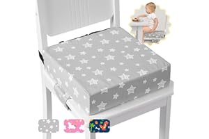 Sylynvia Booster Seat for Kitchen Chair with Adjustable Straps, Toddler Booster Seats for Dining Table Portable for Travel Camping Eating, Booster Cushion for Table for Baby Child Infant Kid Boy Girl