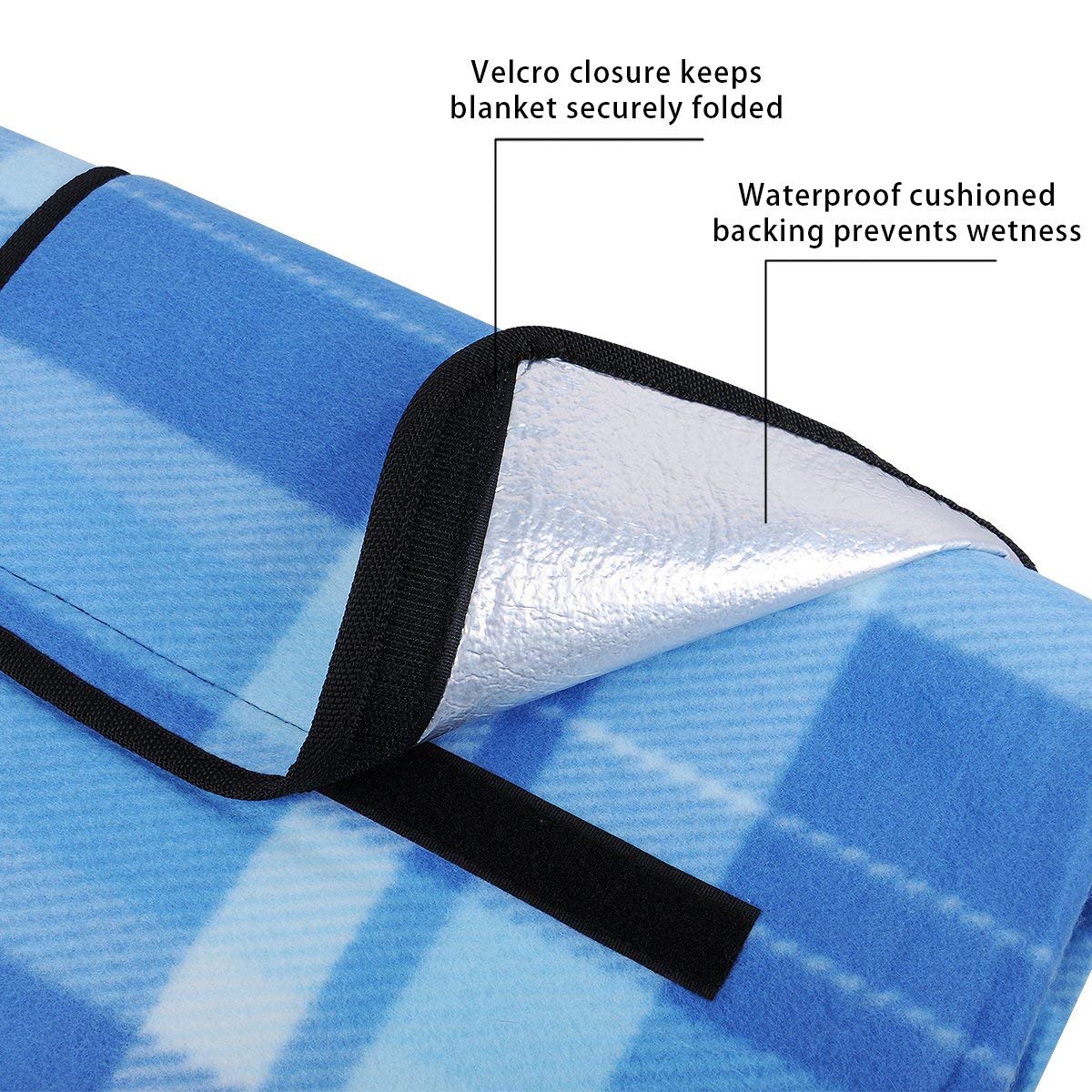 Izene Grande Coperta da Picnic all\'aperto, 200 x 200 cm, Telo Grande per la Spiaggia, Tappetino Impermeabile, per Il Campeggio e i Viaggi su Erba, Impermeabile e a Prova di Sabbia